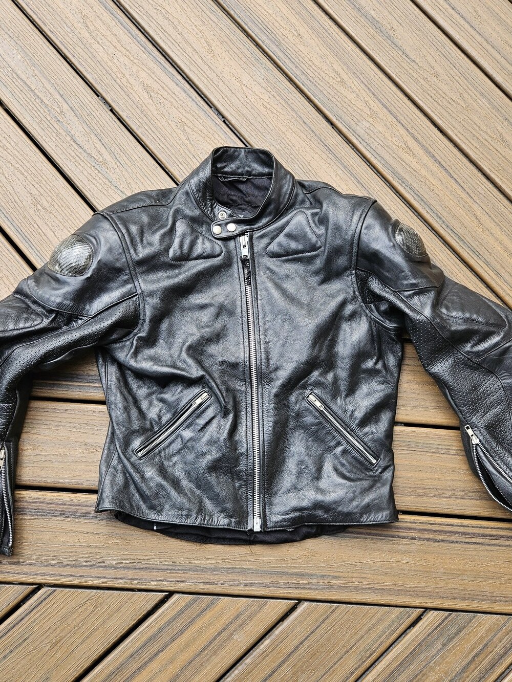Just Biker Leather Padded Racing Jacket Mens Size 42 (Large) Black Motorcycle